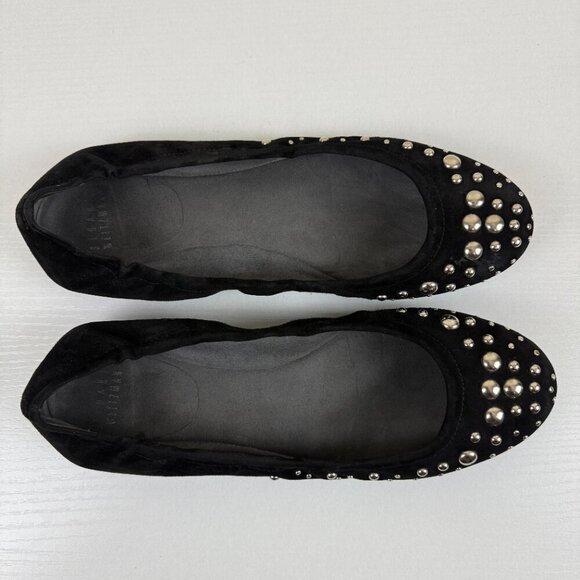 EUC Stuart Weitzman Black Suede Ballet Flats Studded - Picture 5 of 10